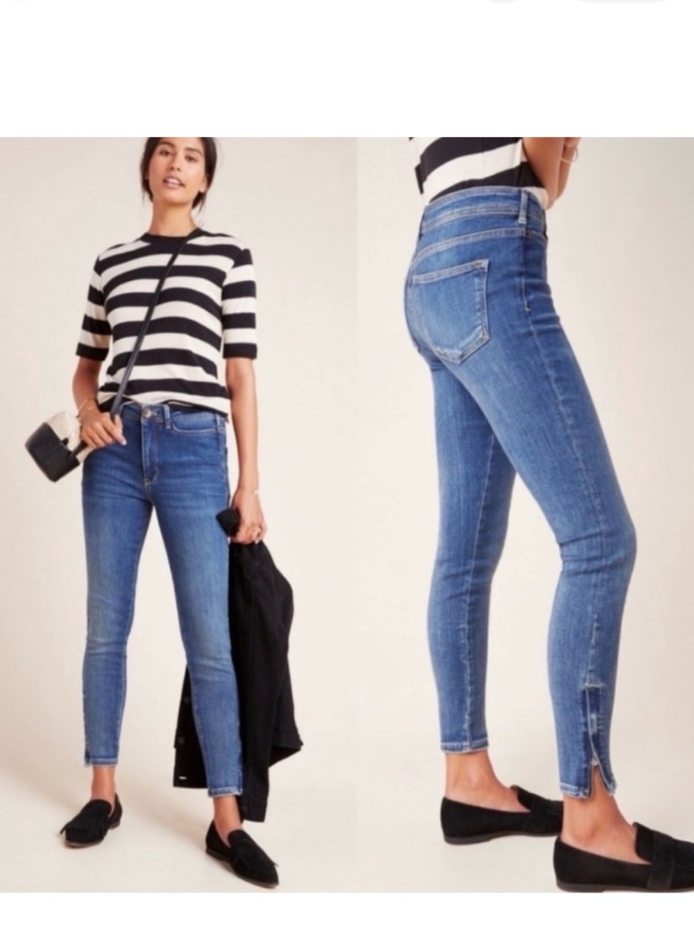 Anthropologie PILCRO Woman’s Blue High-Rise Cropped Skinny Jeans Size 27